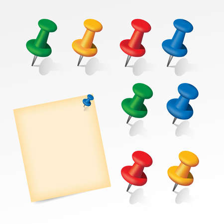 Colorful pins set with paper noteのイラスト素材