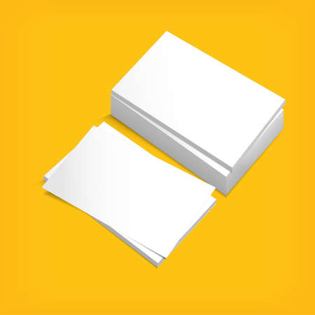 Stack of white paper on a yellow background.のイラスト素材