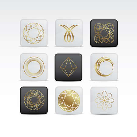 Diamond gold icon setのイラスト素材