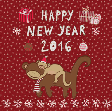 Happy New Year Monkeyのイラスト素材
