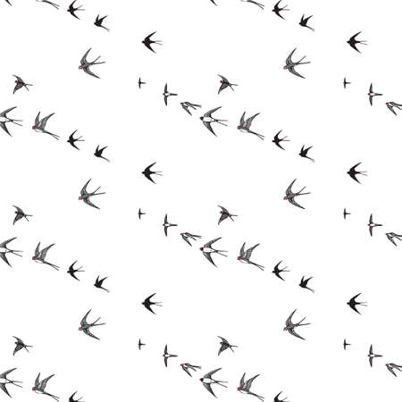 japanese swallow vector hand drawing graphic patternのイラスト素材