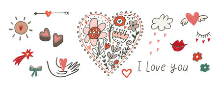 Valentine's day vector illustrations set.のイラスト素材