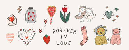 Valentine's day vector illustrations set.のイラスト素材