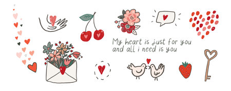 Valentine's day vector illustrations set.のイラスト素材