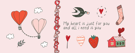 Valentine's day vector illustrations set.のイラスト素材
