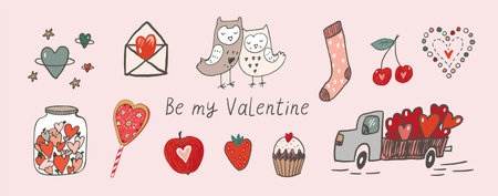 Valentine's day vector illustrations set.のイラスト素材