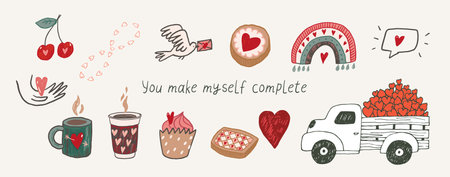 Valentine's day vector illustrations set.のイラスト素材