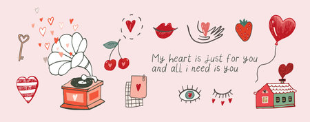 Valentine's day vector illustrations set.のイラスト素材