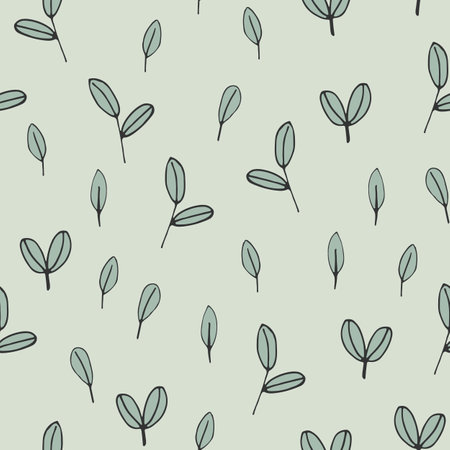 Seamless pattern with hand drawn leaves. Vector illustration. Floral background.のイラスト素材