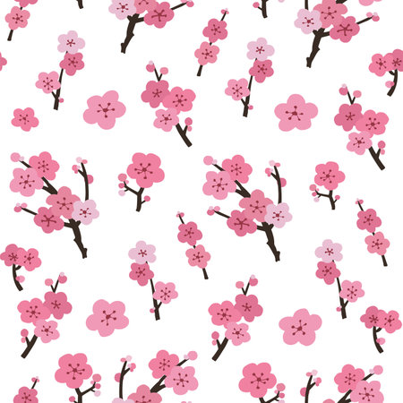 Seamless pattern with sakura flowers. Cherry blossom.のイラスト素材