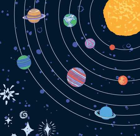 Seamless space pattern with planets, stars, comets and constellations