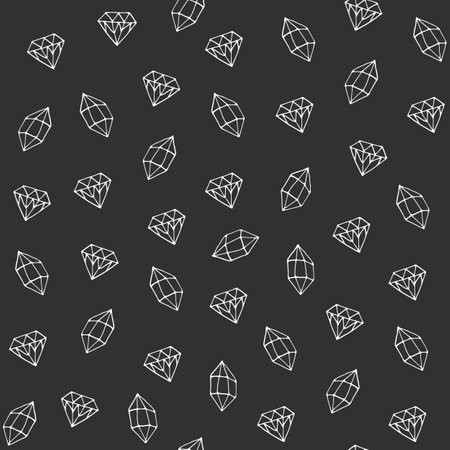 Seamless pattern with diamonds on black background. Vector illustration.のイラスト素材