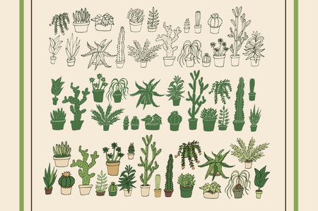 Hand drawn vector set of cacti, succulents.のイラスト素材