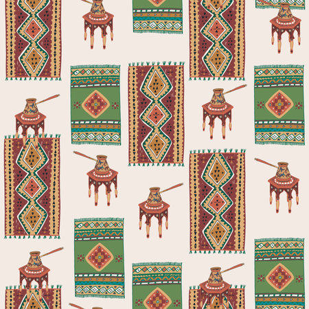 Seamless pattern with ethnic motifs. Can be used for wallpaper, pattern fills, web page background,surface textures.のイラスト素材