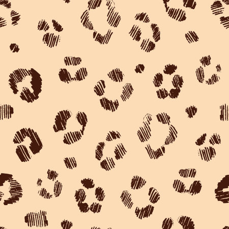 Seamless pattern with hand drawn animal leopard print. Vector illustration.
