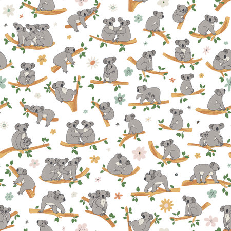 Seamless pattern with cute koala bears. Vector illustration.のイラスト素材