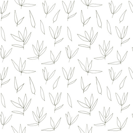 Eucalyptus leaves vector seamless pattern. Hand drawn botanical background.のイラスト素材