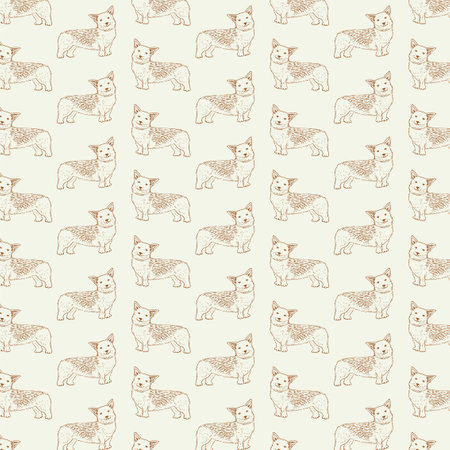 Seamless pattern with cute corgi dogs. Vector illustration. EPS 10のイラスト素材