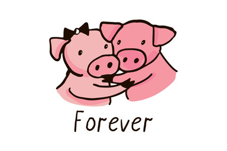 Vector illustration of a piglet in love on a white background.のイラスト素材