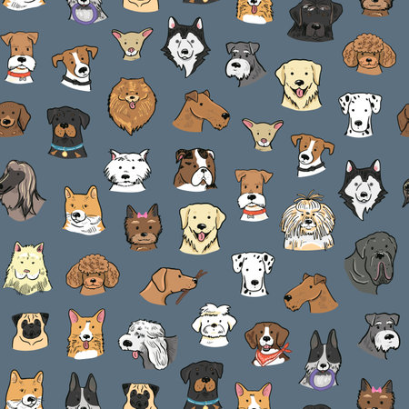 Seamless pattern with cute cartoon dogs. Vector illustration for your designのイラスト素材