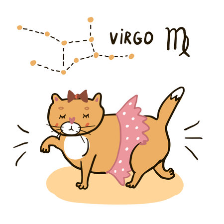 Vector illustration of a cat zodiac sign virgo.のイラスト素材