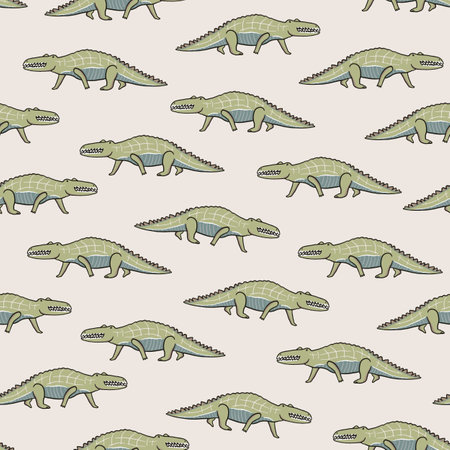 Seamless pattern with crocodiles. Cute vector background.のイラスト素材