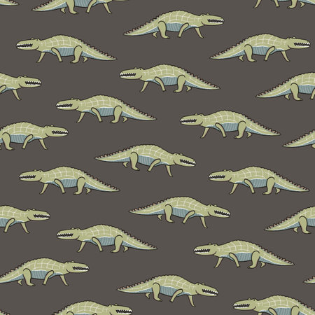 Seamless pattern with crocodiles. Cute cartoon background.のイラスト素材