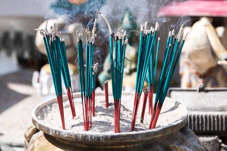 Green joss stick for prayの写真素材
