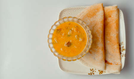 South Indian special dosa and curry for a healthy and delicious breakfastの写真素材