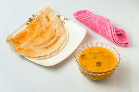 South Indian special dosa and curry for a healthy and delicious breakfastの写真素材