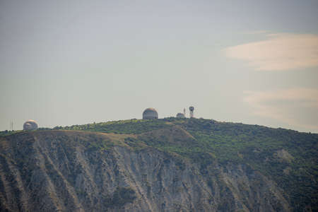 weather radars on the mountain in Anapa, Krasnodar region, Russiaの写真素材