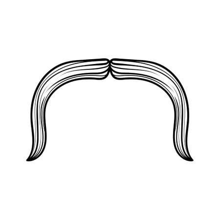 moustache set, manhood, humorous mask, icon cartoon hand drawn vector illustration sketchのイラスト素材