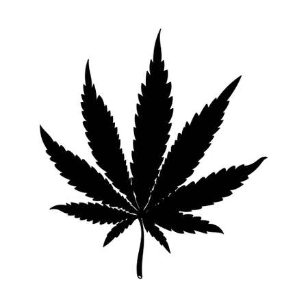 Cannabis marijuana leaf or hemp pot flat vector icon for apps and websitesのイラスト素材