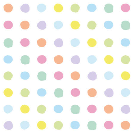 Seamless vector pattern or texture with colorful polka dots on white background for kids background, blog, web design, scrapbooks, party or baby shower invitations and wedding cards.のイラスト素材