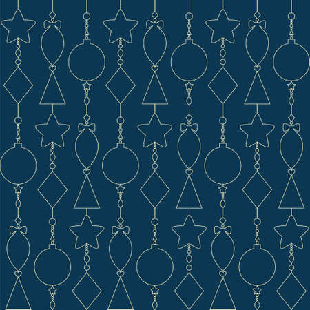 seamless pattern with the contours of the Christmas toys. dark blue background with Christmas elementsのイラスト素材