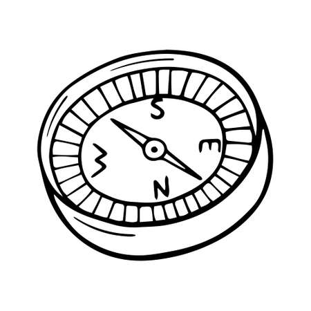 Compass. Doodle. Vector illustration isolated on white backgroundのイラスト素材
