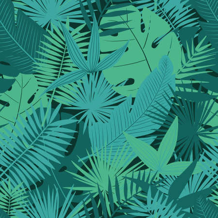tropical palm leaves seamless pattern. Vector illustrationのイラスト素材