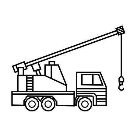 truck crane icon black vector illustration isolated on a white background.のイラスト素材