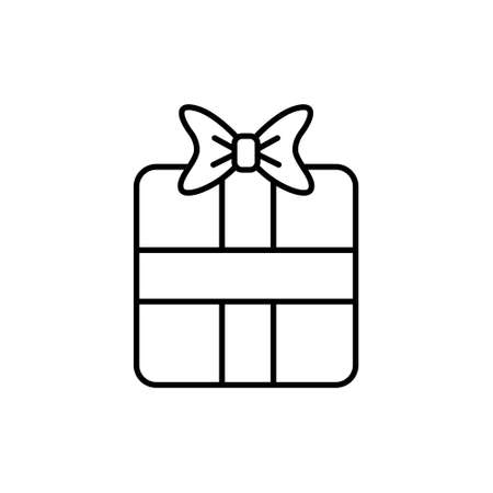vector linear icon gift box, doodle icon isolated. Prize birthday Christmas holiday.のイラスト素材