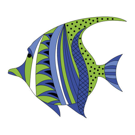 vector tropical fish with a pattern, color isolated.のイラスト素材