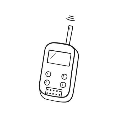 vector linear walkie-talkie icon, doodle element tourist.のイラスト素材