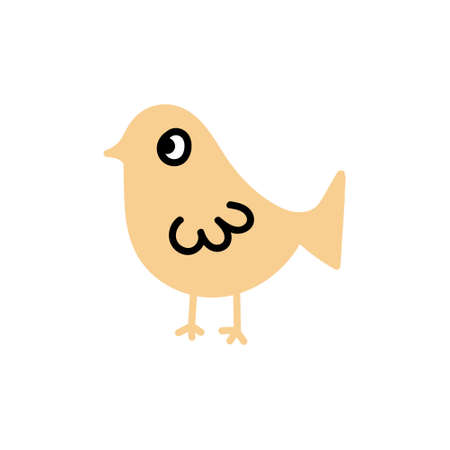 vector color doodle cartoon bird icon, isolatedのイラスト素材