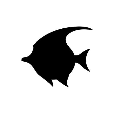 vector silhouette of a tropical fish, black icon isolatedのイラスト素材