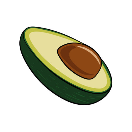 vector color avocado half icon, isolated on a white background, for butter, cream, menuのイラスト素材