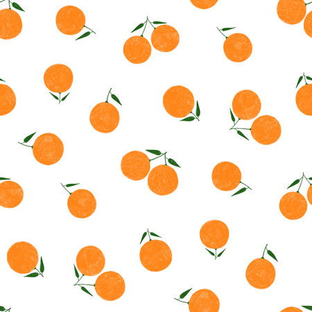 Seamless pattern with cute tropical fruit orange. Cute summer background for fabrics, decorative...