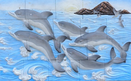 Dolphin tile on wallのeditorial素材