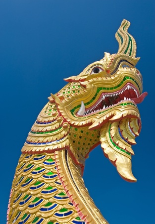 King of naga with blue sky の写真素材