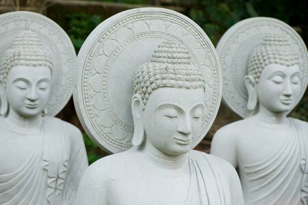 Group of buddha statue with flower の写真素材