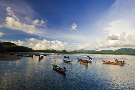 Many boats in the sea, Thailand の写真素材
