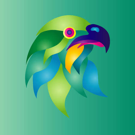 cartoon exotic bird in trendy craft paper graphic style. Modern design for advertising, branding, greeting cards, covers, posters, banners. Vector illustrationのイラスト素材